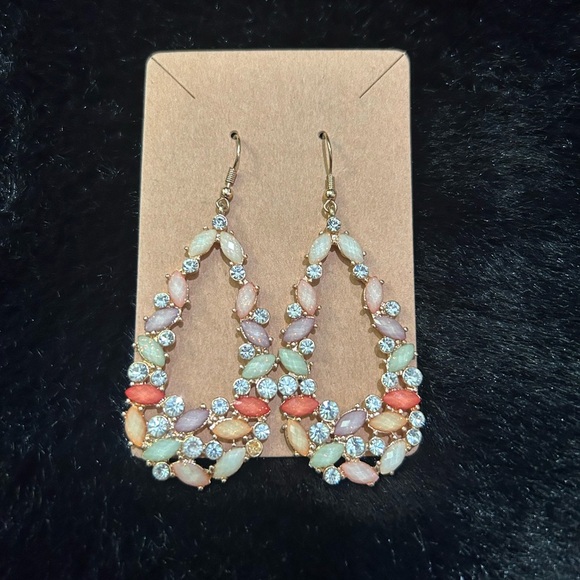 Jewelry - Colorful Rhinestone & Gemstone Drop Earrings
